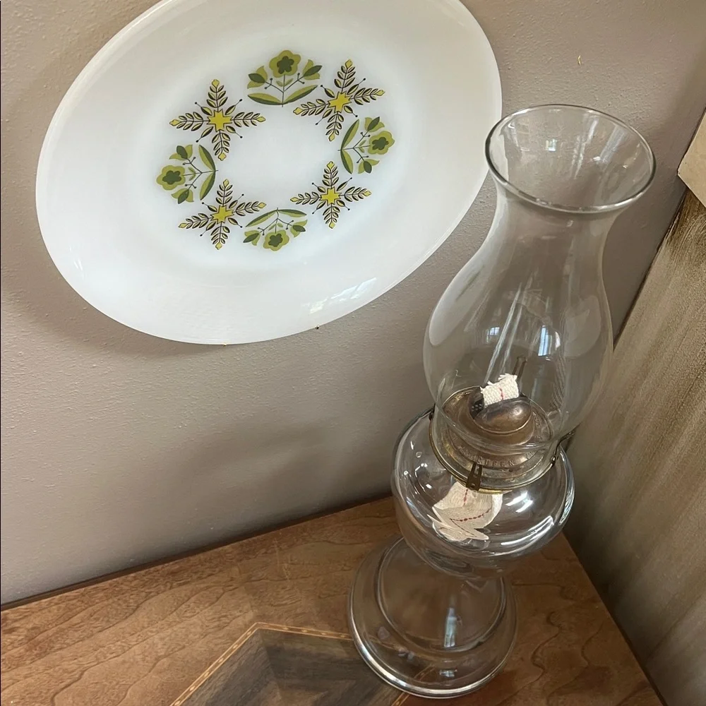 Vintage  glass hurricane  oil lamp